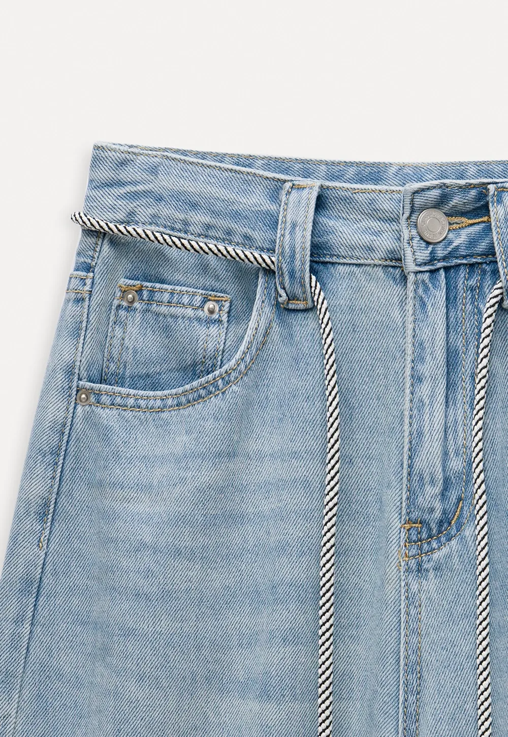 Women's High Waist Wide Leg Cropped Jeans with Belt
