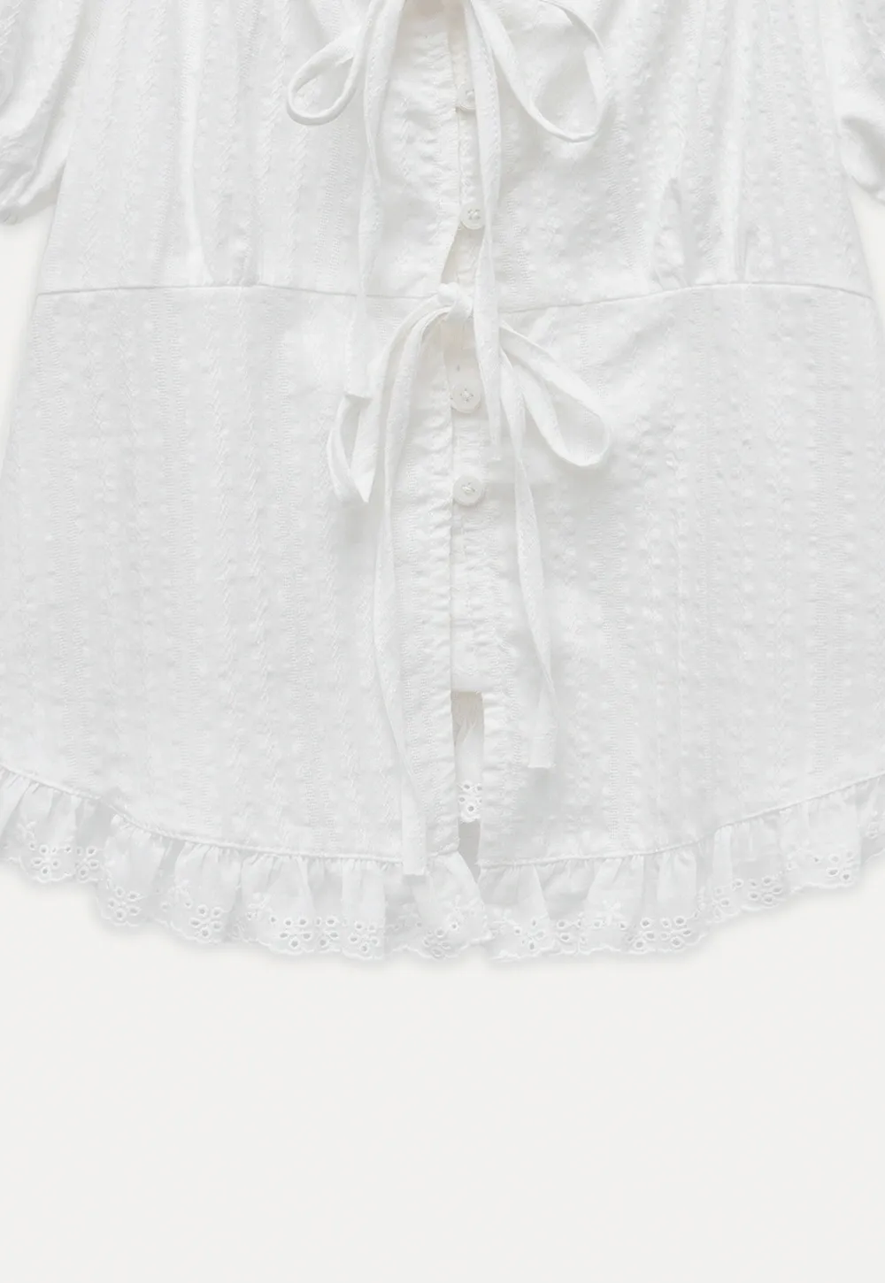 Women’s Lace Trim Tie-Front Peplum Blouse