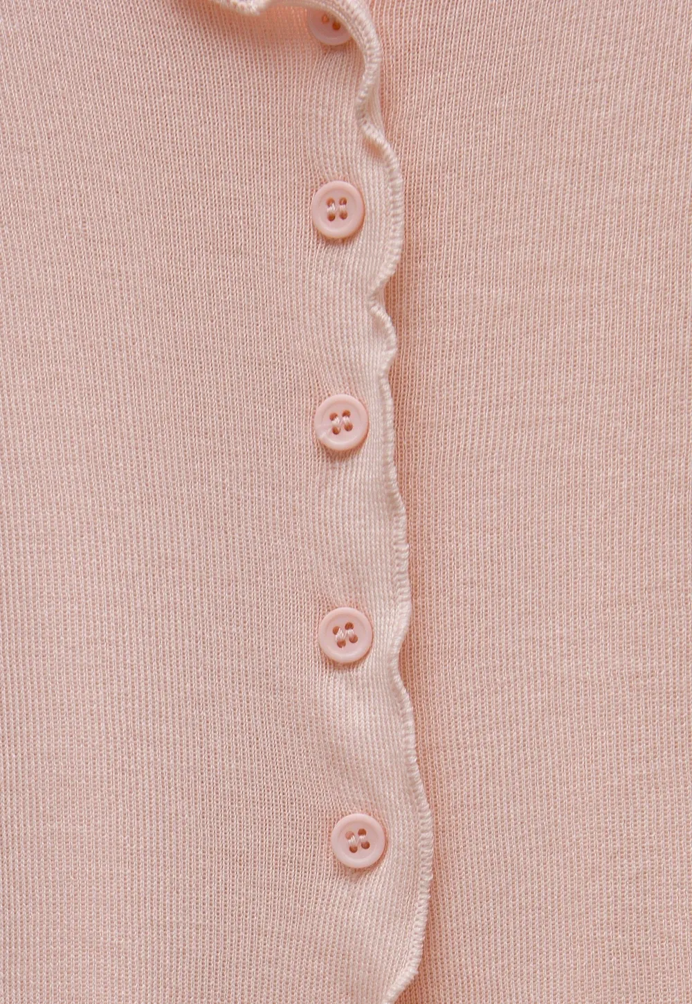 Women’s Ruffle Hem Button Down Knit Top