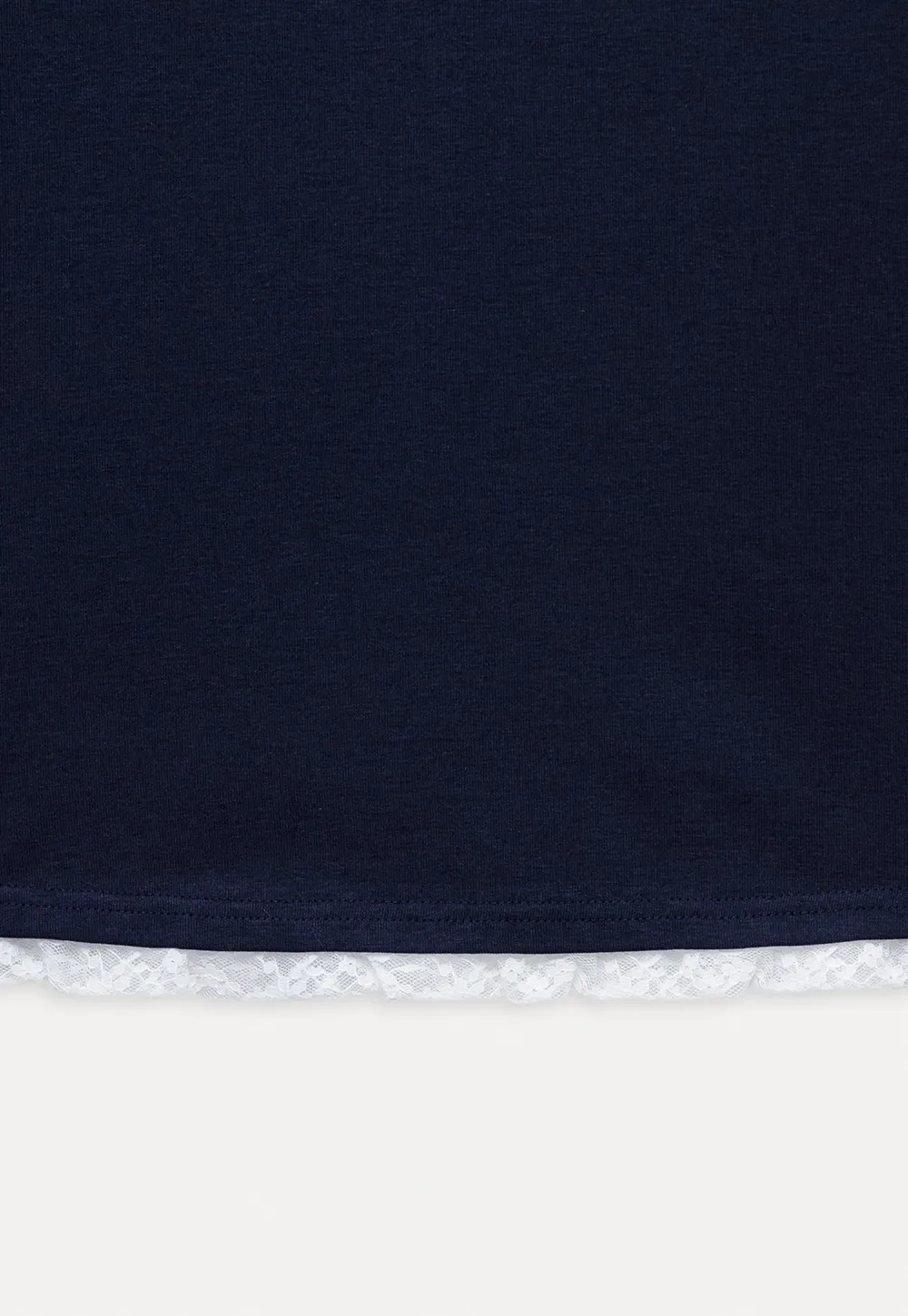 Lace Trim Embroidered T-Shirt