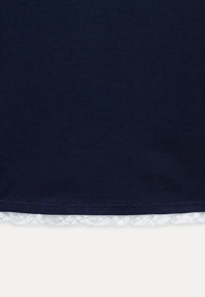Lace Trim Embroidered T-Shirt