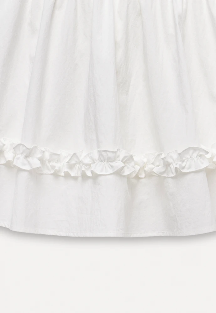 Women’s Ruffle Trim Elastic-Waist Mini Skirt