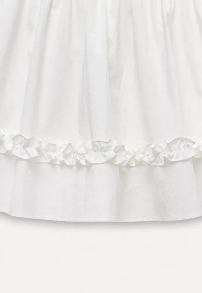 Women’s Ruffle Trim Elastic-Waist Mini Skirt