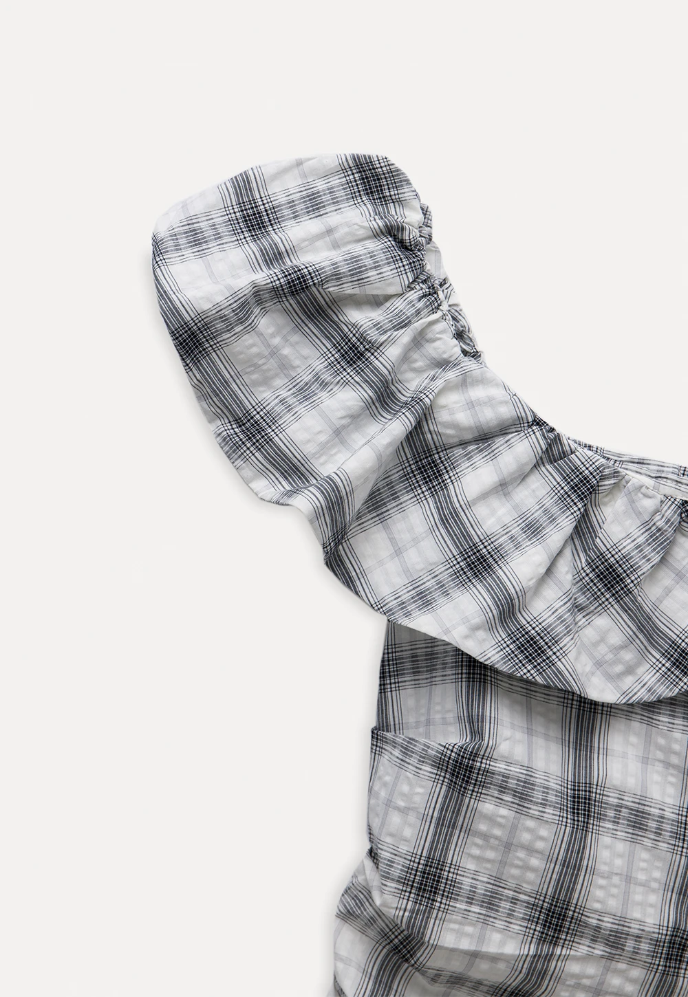 Off-Shoulder Plaid Ruffle Top