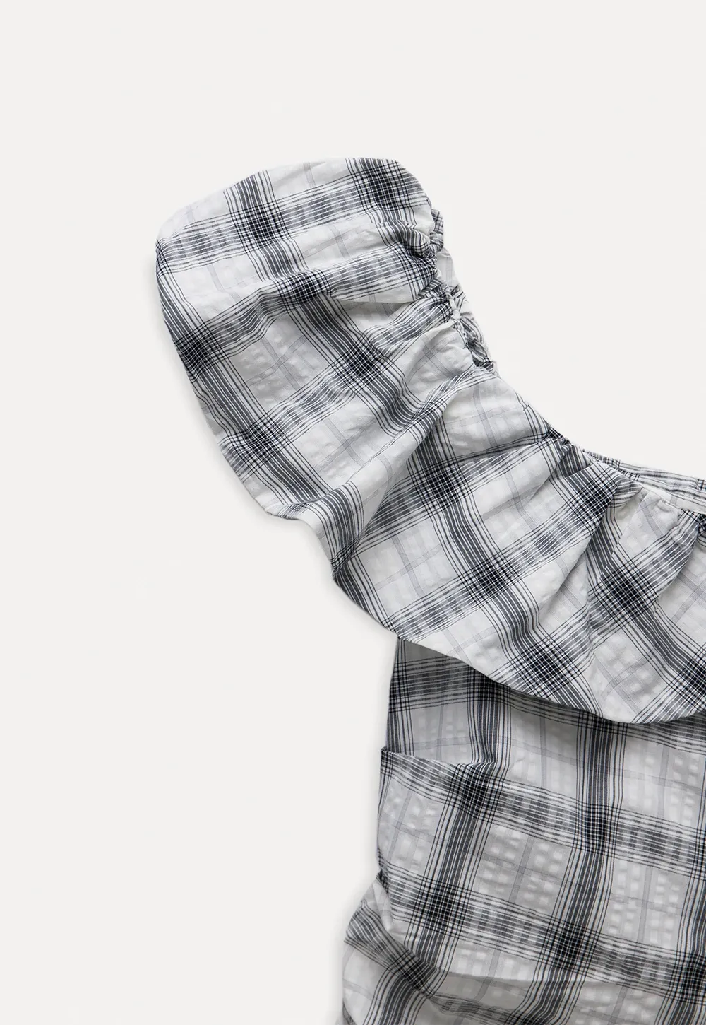 Off-Shoulder Plaid Ruffle Top