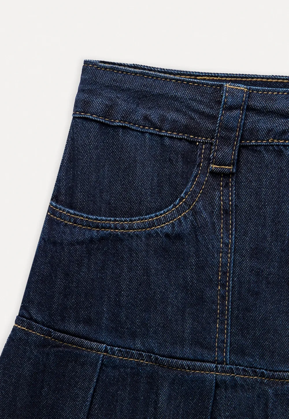 Women’s Pleated Denim Mini Skirt with Lace Trim