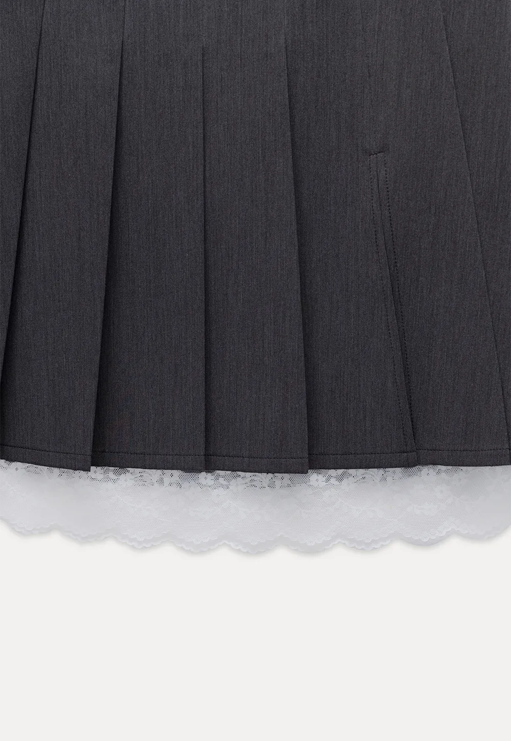 Pleated Mini Skirt with Lace Trim