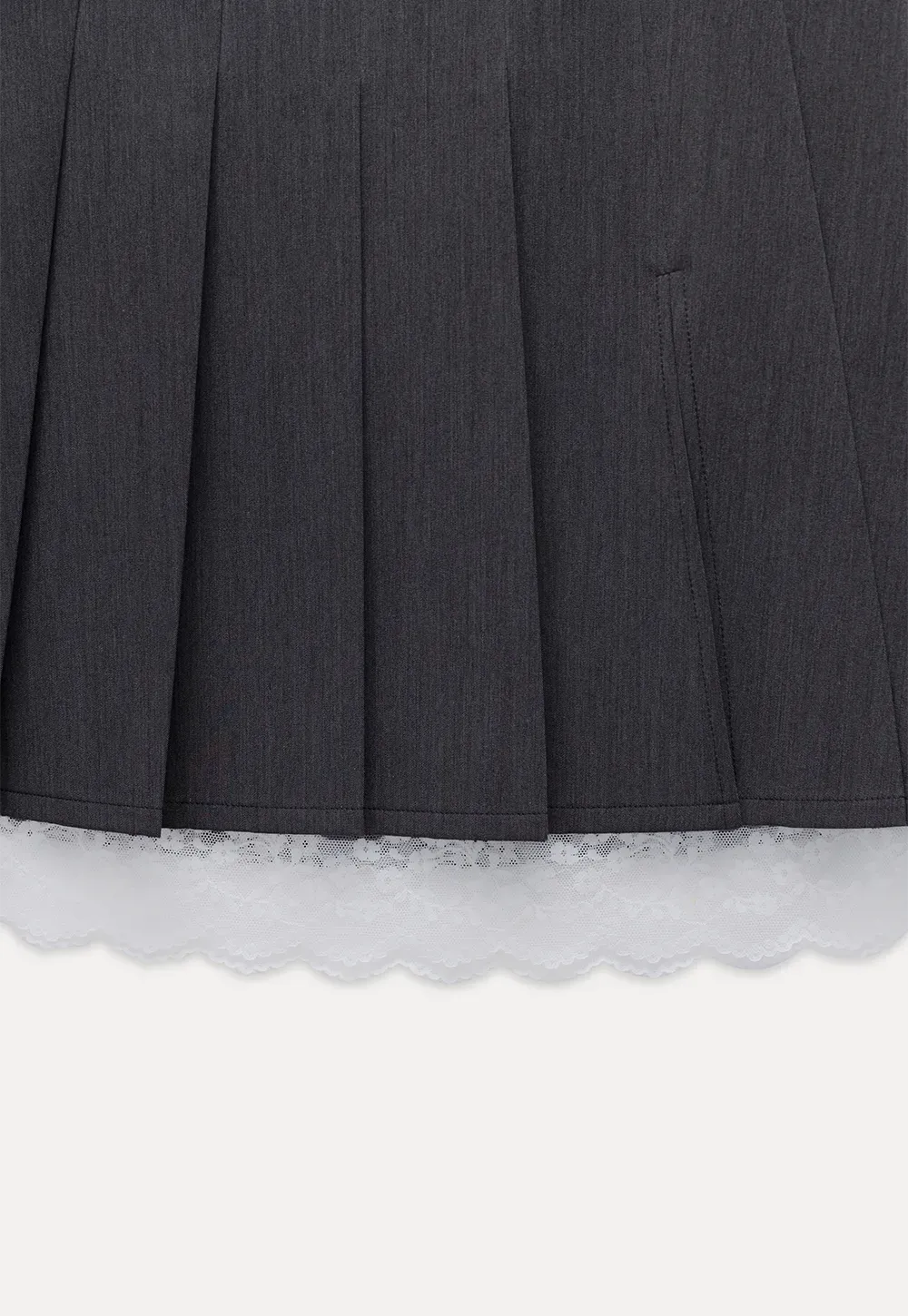 Pleated Mini Skirt with Lace Trim