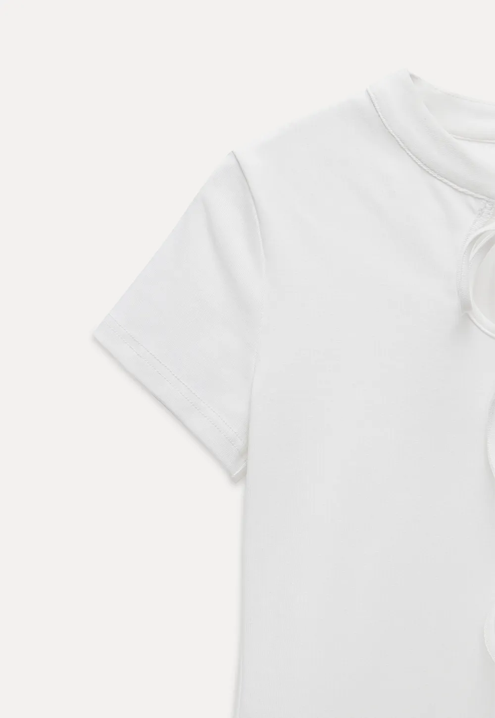 Bow Tie Ruffle Hem T-Shirt