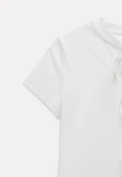 Bow Tie Ruffle Hem T-Shirt