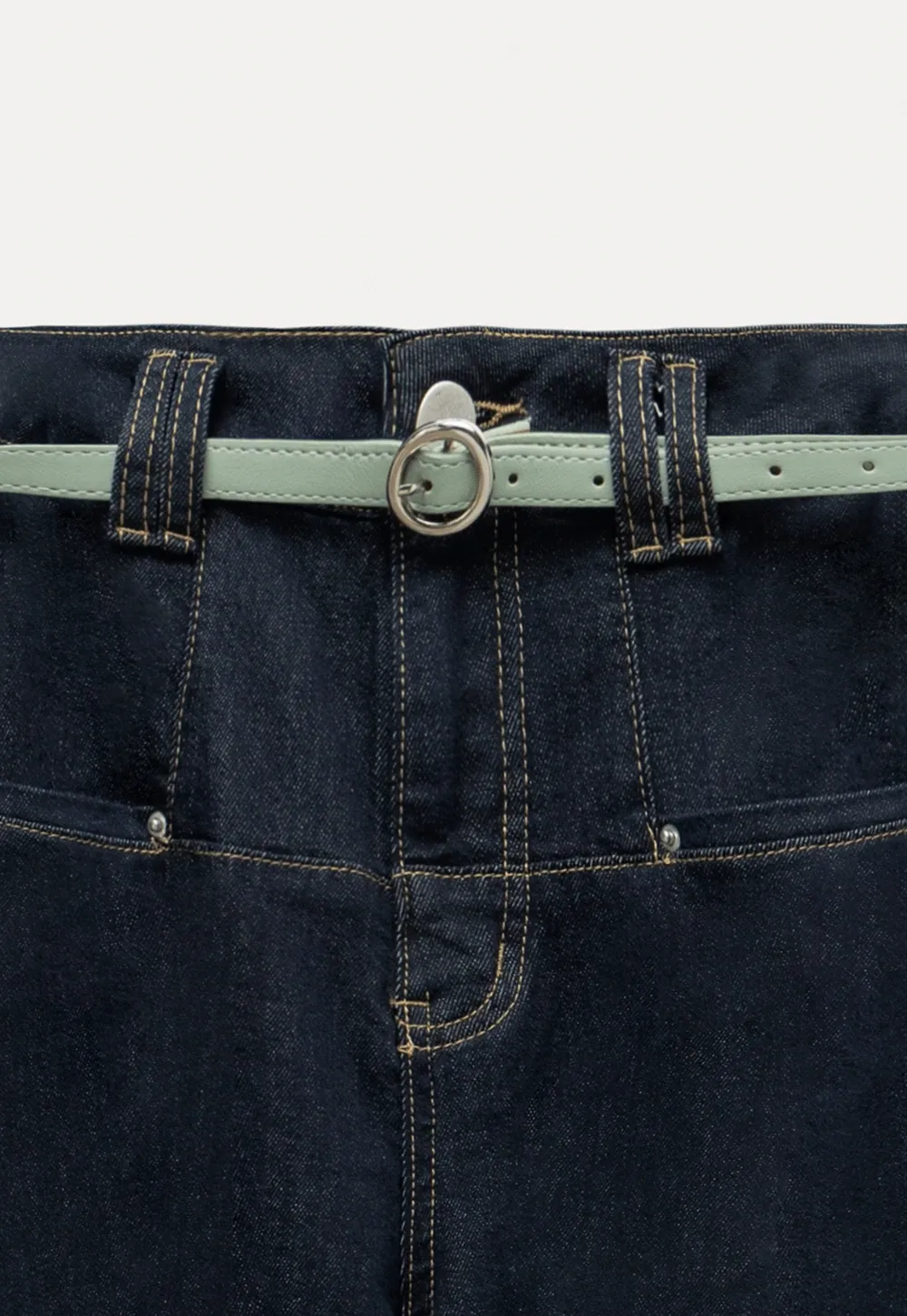 Wide-Leg Belted Jeans