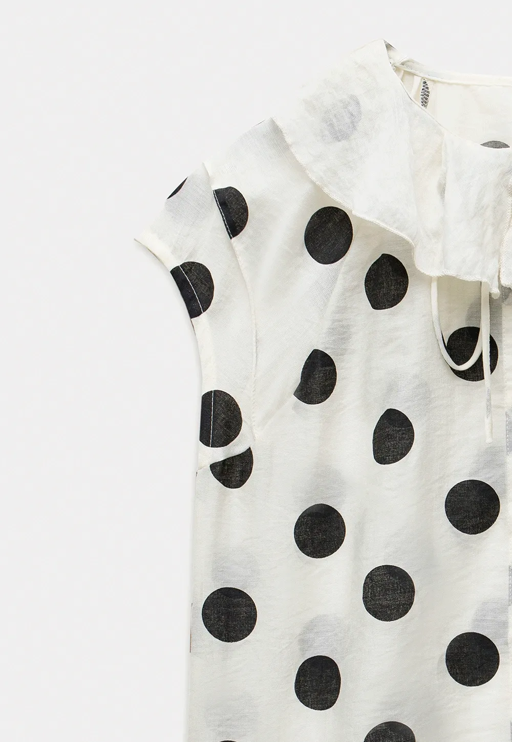 Ruffle-Neck Polka Blouse