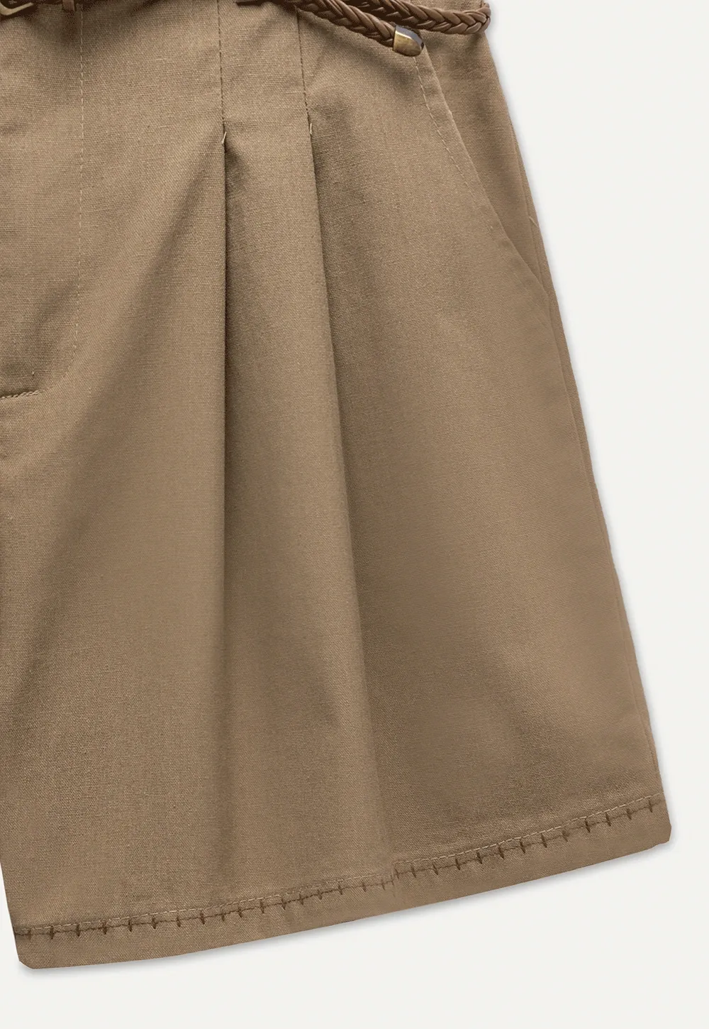 Women's Belted Pleat-Front Bermuda Shorts