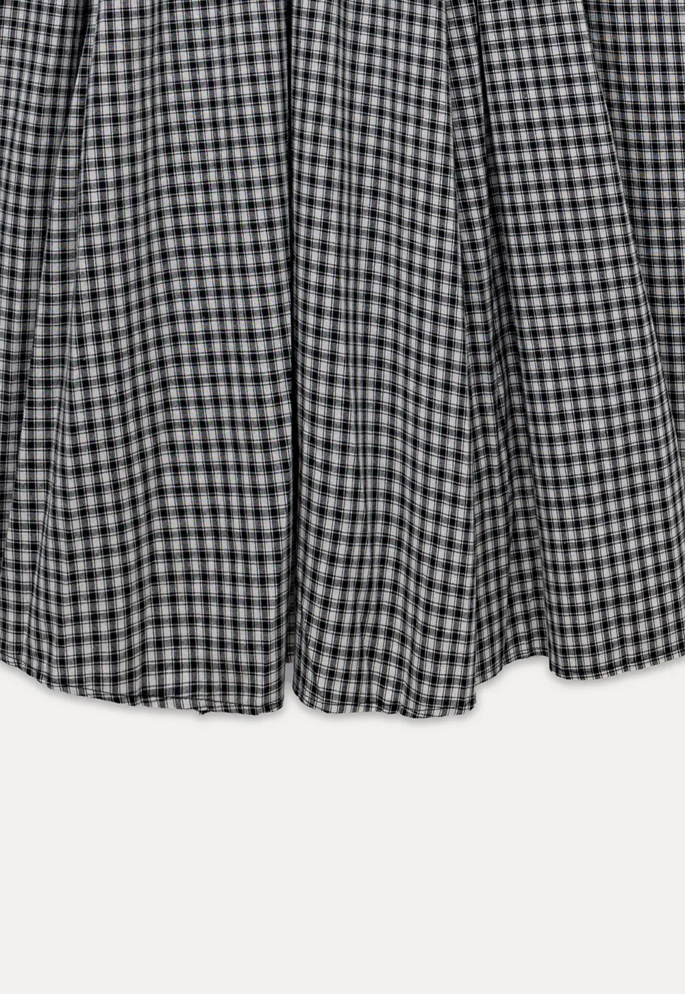 Belted Gingham Pleated Midi Skirt
