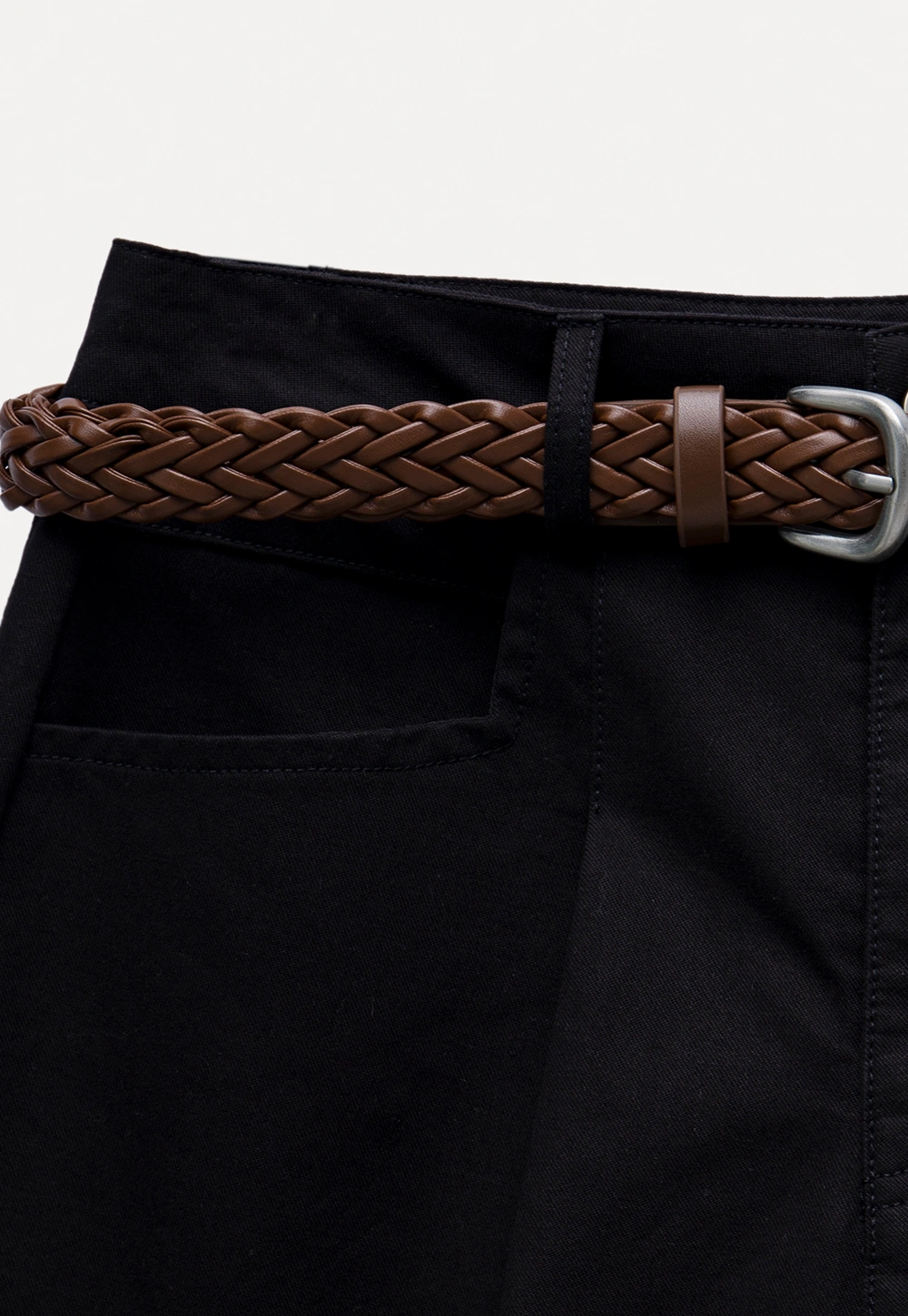 High Waist Shorts with Woven Belt