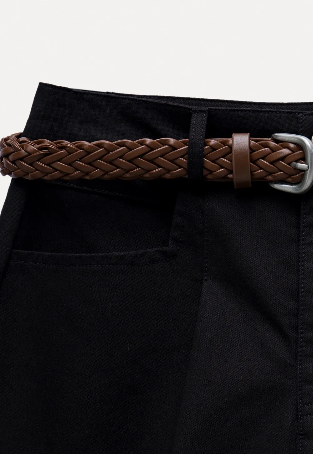 High Waist Shorts with Woven Belt