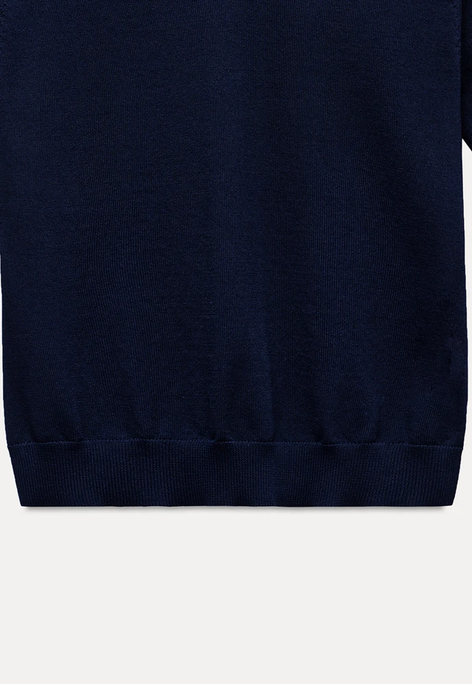 Women Contrast Collar Knit Polo Top