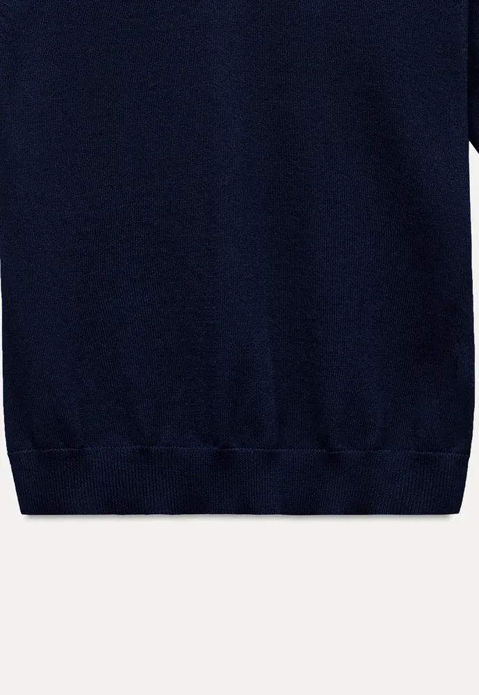 Women Contrast Collar Knit Polo Top