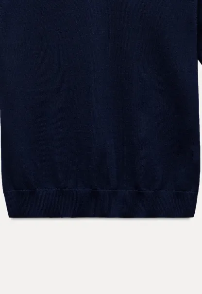 Women Contrast Collar Knit Polo Top