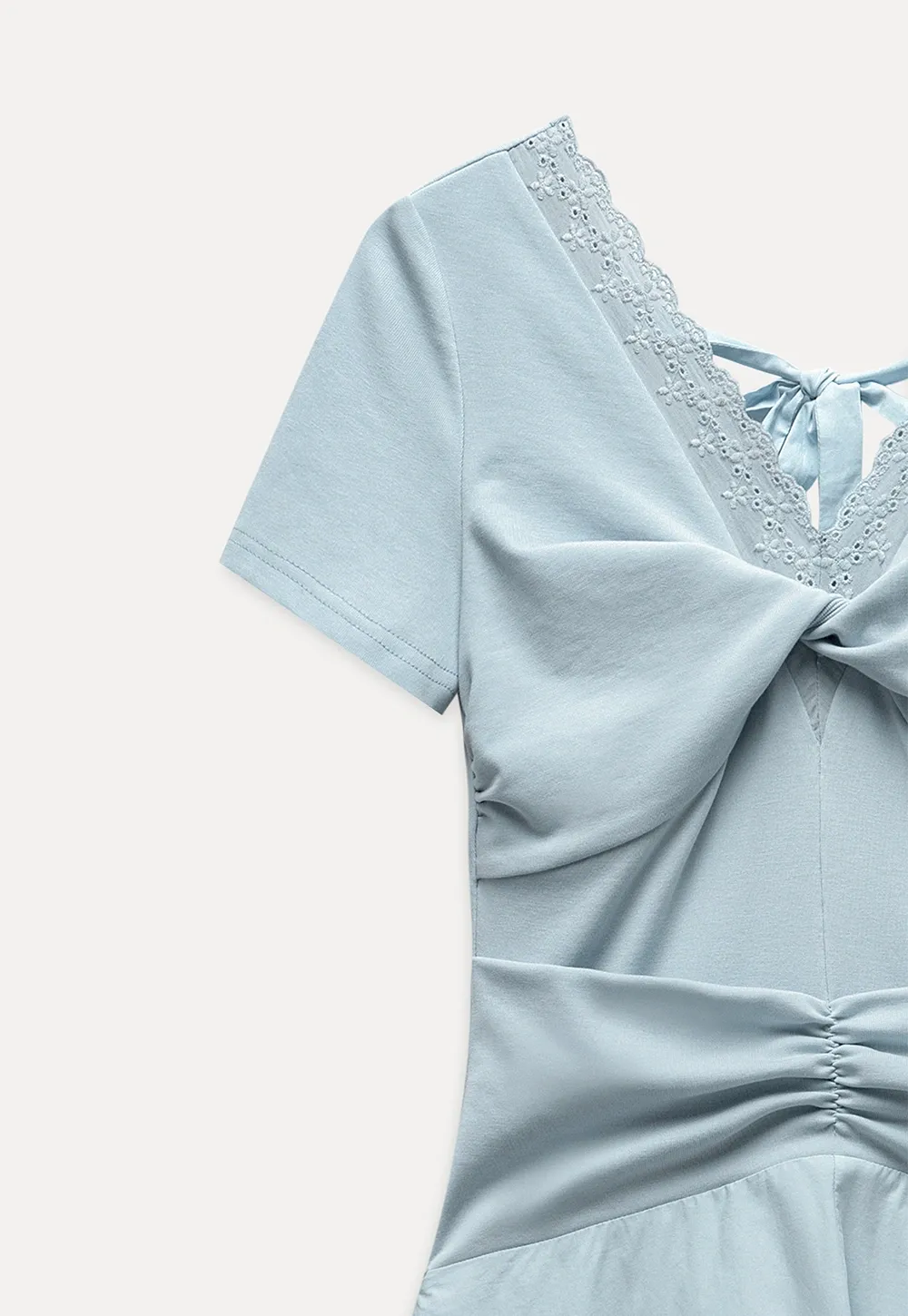 Women's Twist Front Short Sleeve Midi Dress