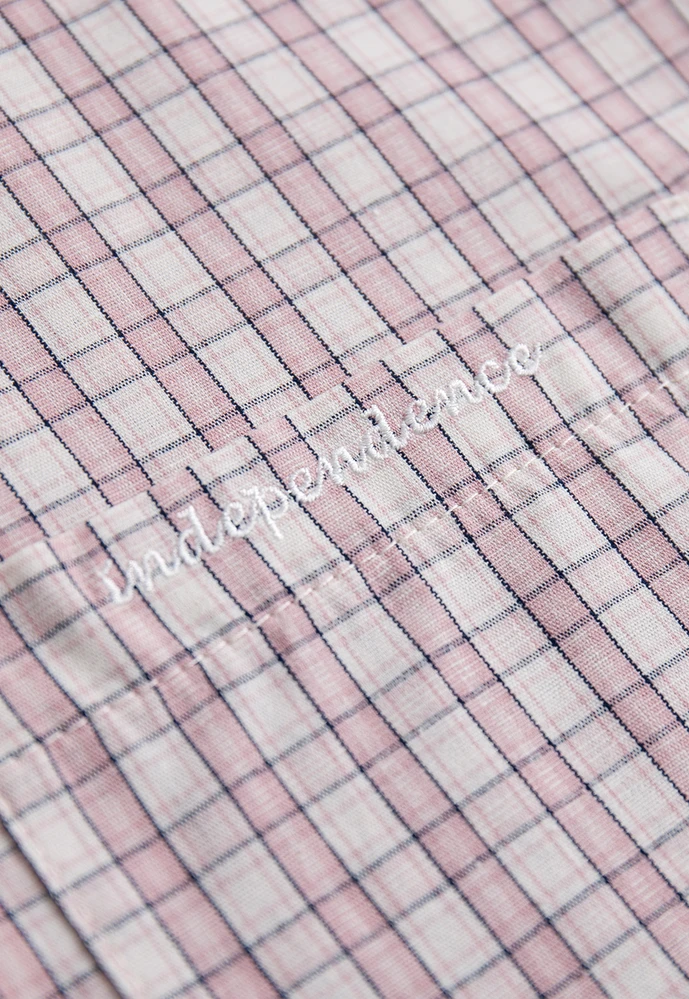 Women Plaid Tie‑Neck Shirt