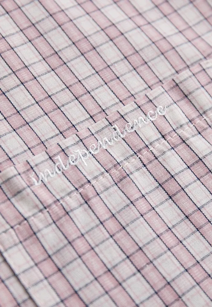 Women Plaid Tie‑Neck Shirt