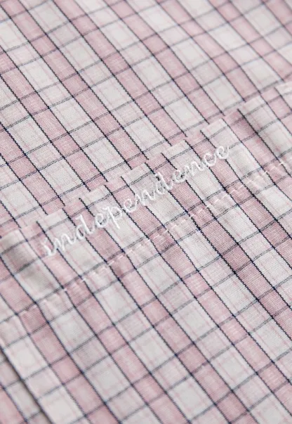 Women Plaid Tie‑Neck Shirt