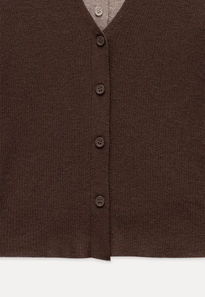 Layered Halter Neck Long Sleeve Knit Top