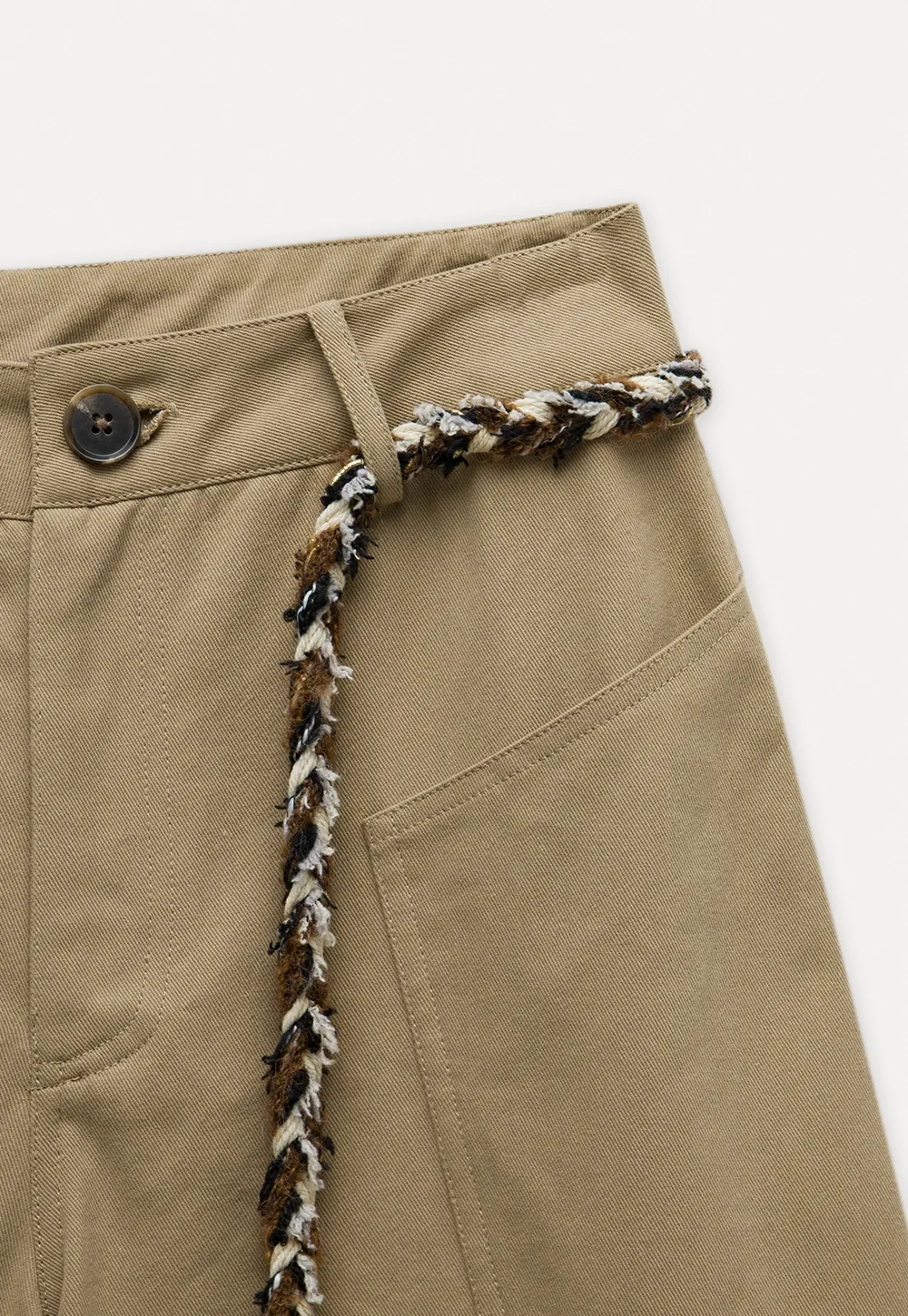 Wide-Leg Trousers with Braided Drawstring Detail