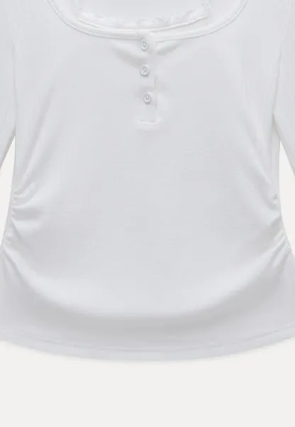 Long Sleeve Square Neck Halter Crop Top