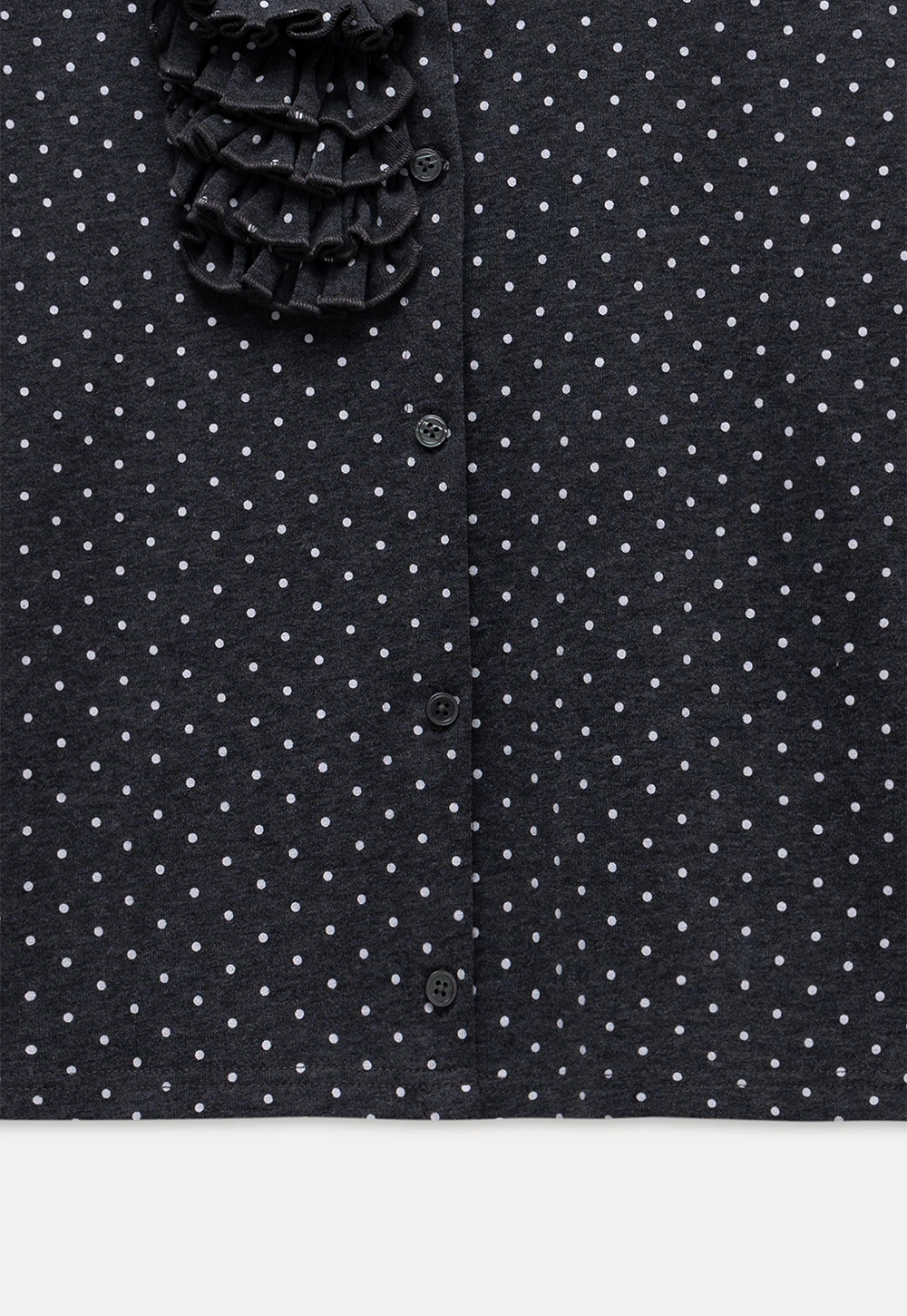 Polka Dot Ruffle Button-Up Cardigan