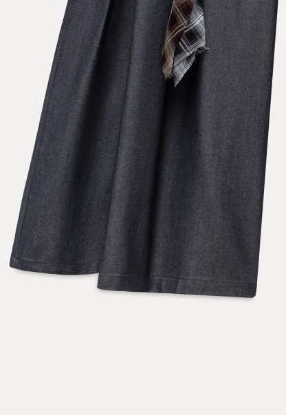 Women's Wide Leg Pleated Pants with Braided Ties