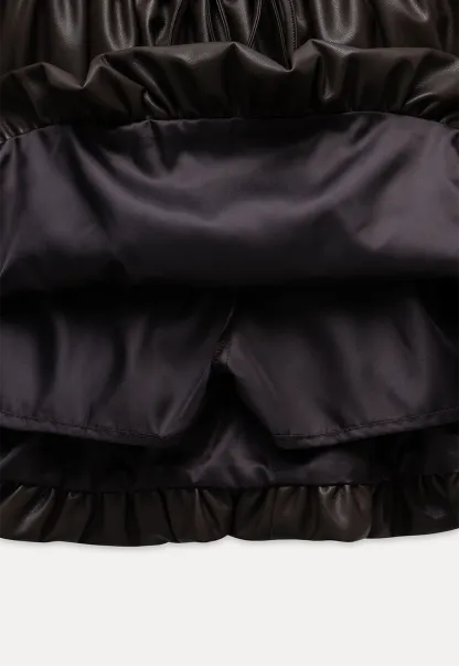 Women's Faux Leather Bubble Mini Skirt