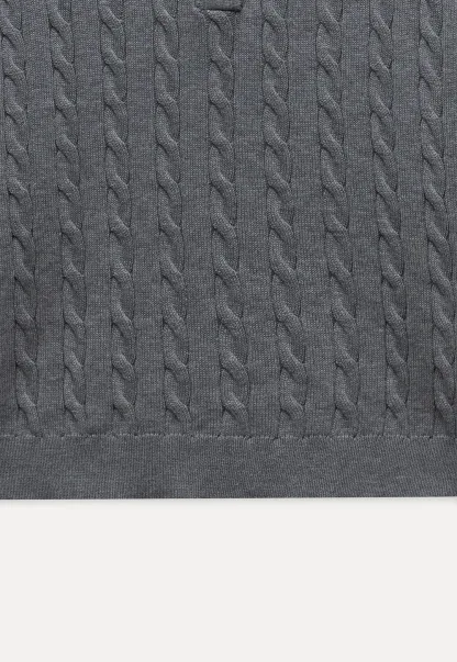 Women's Cable Knit Polo Sweater