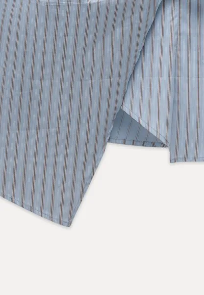 Women's Striped Wrap Shirt with Side Buckle