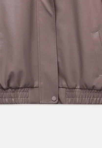 Women's Faux Leather Bomber Jacket