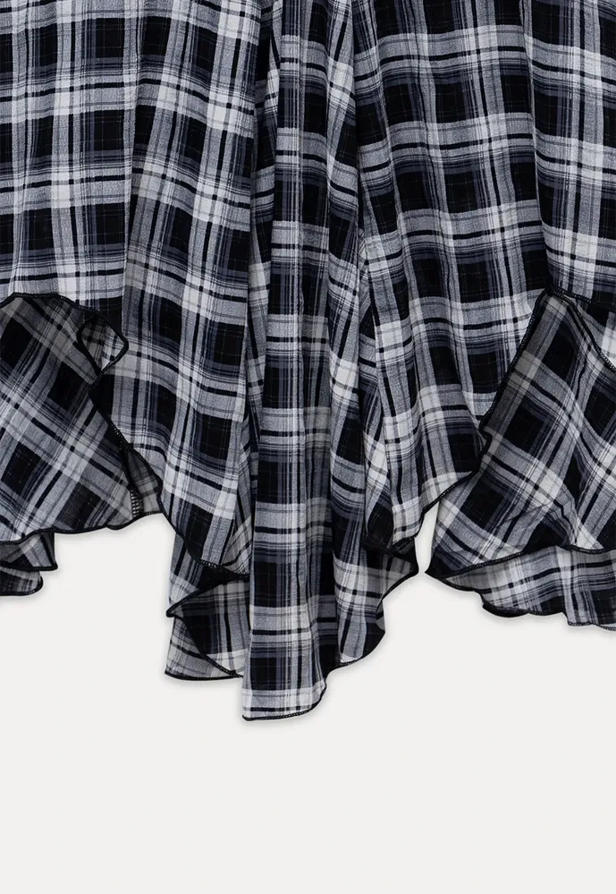 Plaid Handkerchief-Hem Cami Dress
