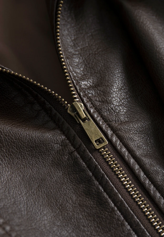 Funnel-Neck Leather Jacket