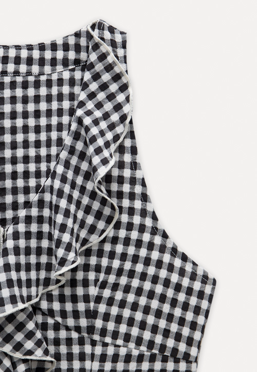 Ruffled Gingham Check Sleeveless Top