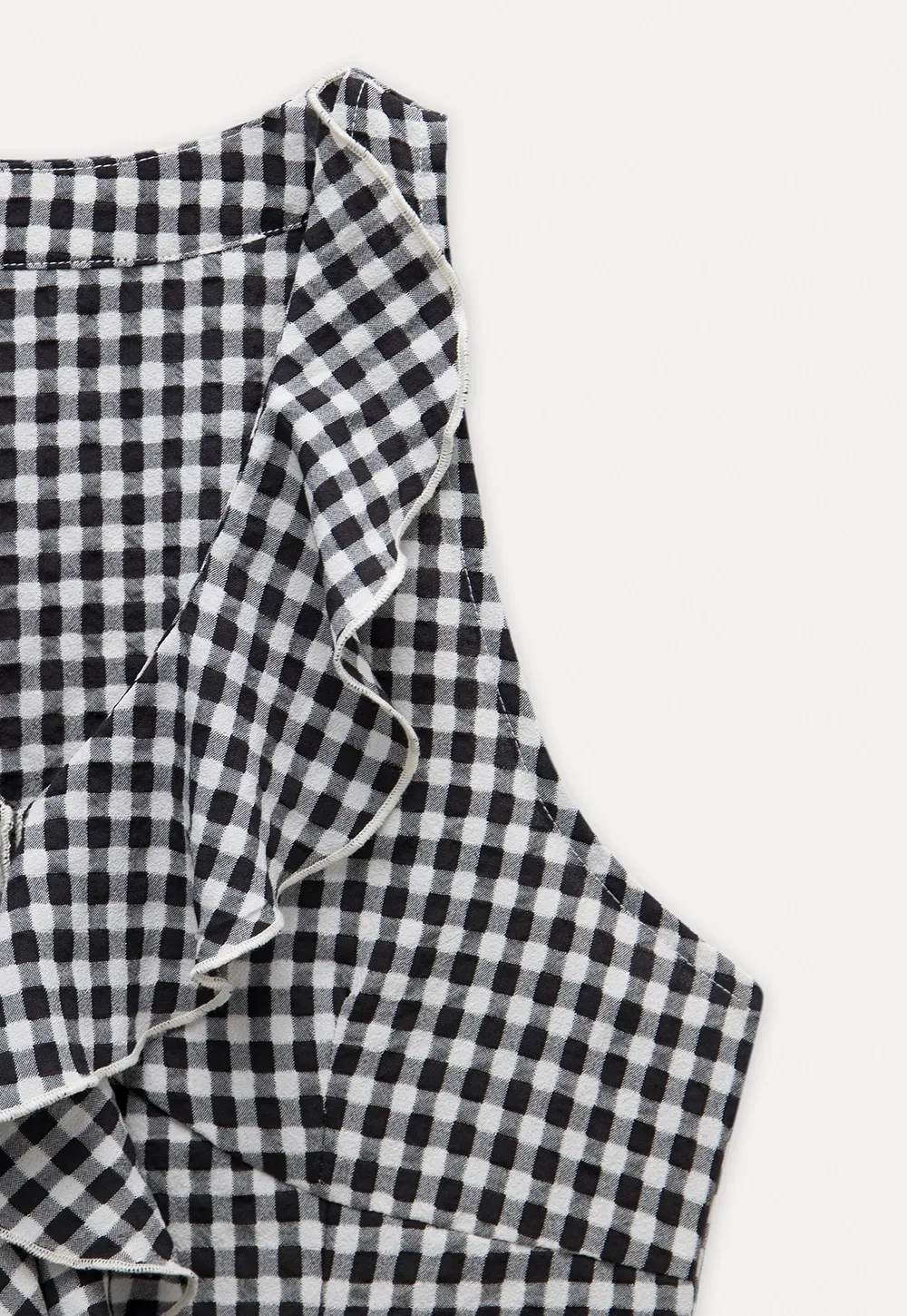 Ruffled Gingham Check Sleeveless Top