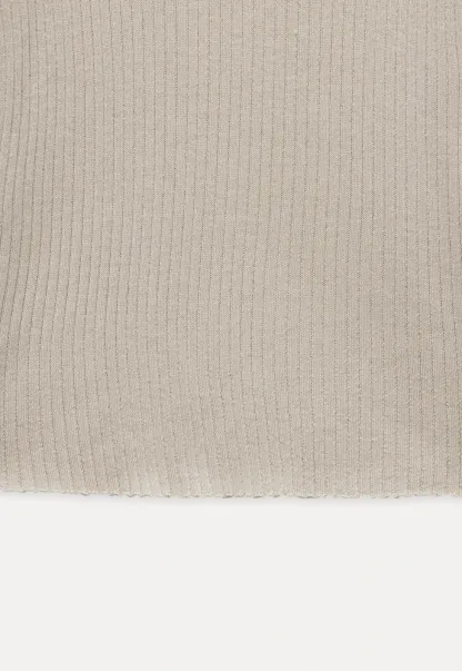 Ribbed Open-Collar Knit Top