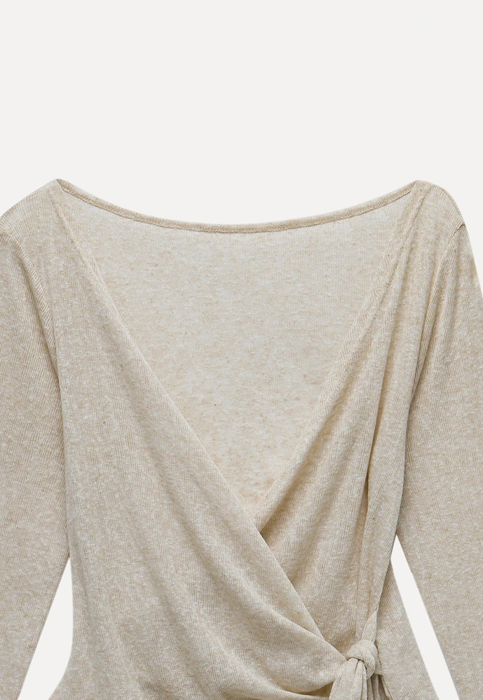 Wrap Tie Top & Tiered Cami Dress Set