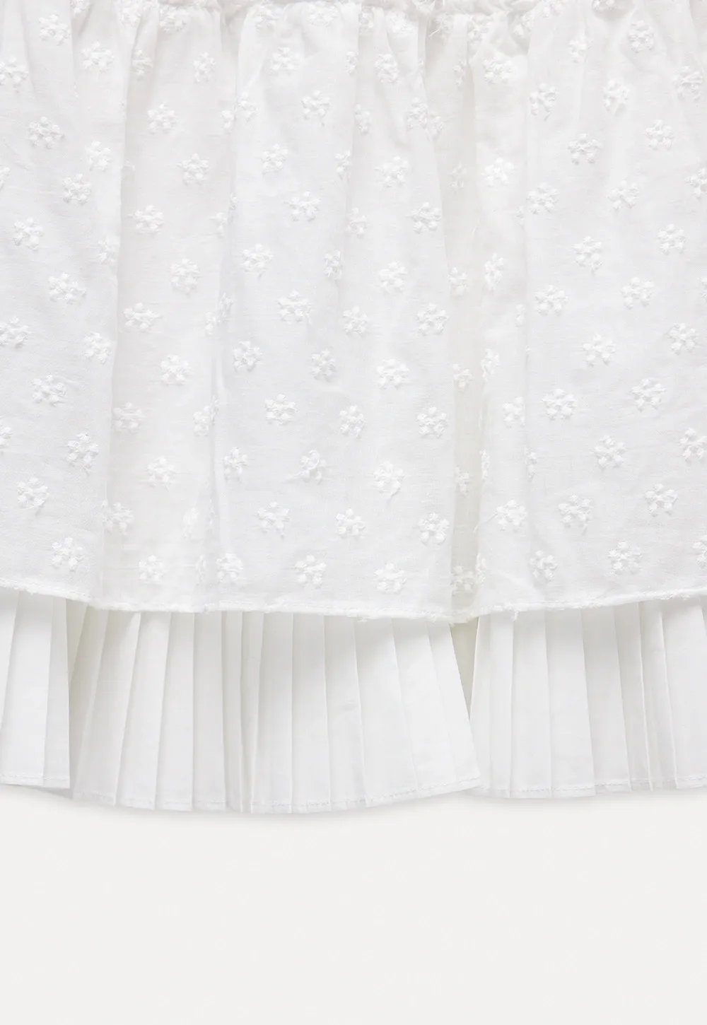 White Pleated Skirt with Floral Details