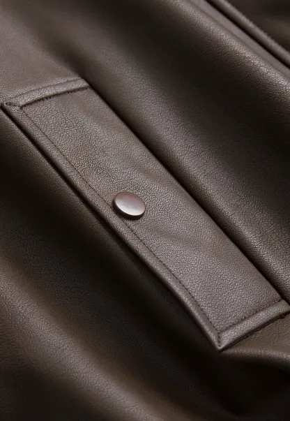 Women's Oversized Faux Leather Bomber Jacket