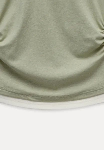 Women's Layered V-Neck Ruched Long Sleeve Top