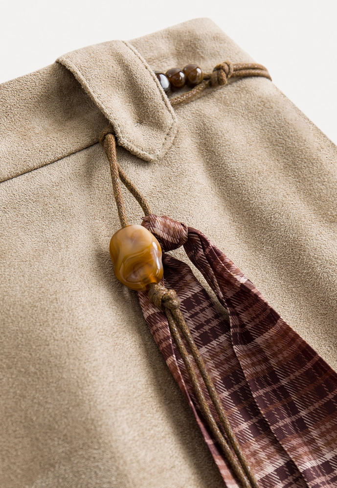 Patchwork Handkerchief-Hem Tie-Waist Skirt