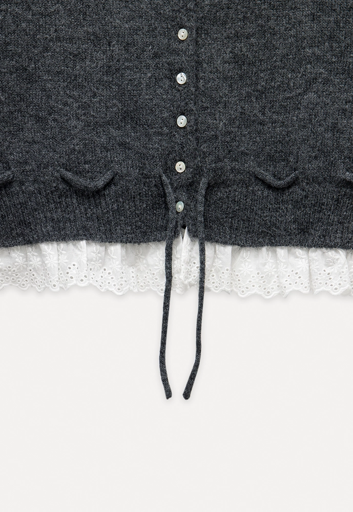 Lace-Trim Cardigan Sweater