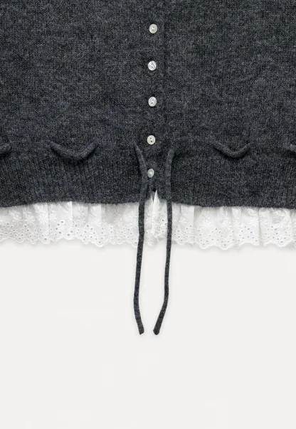 Lace-Trim Cardigan Sweater