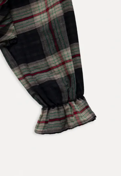 Womens Plaid Off Shoulder Tie Blouse