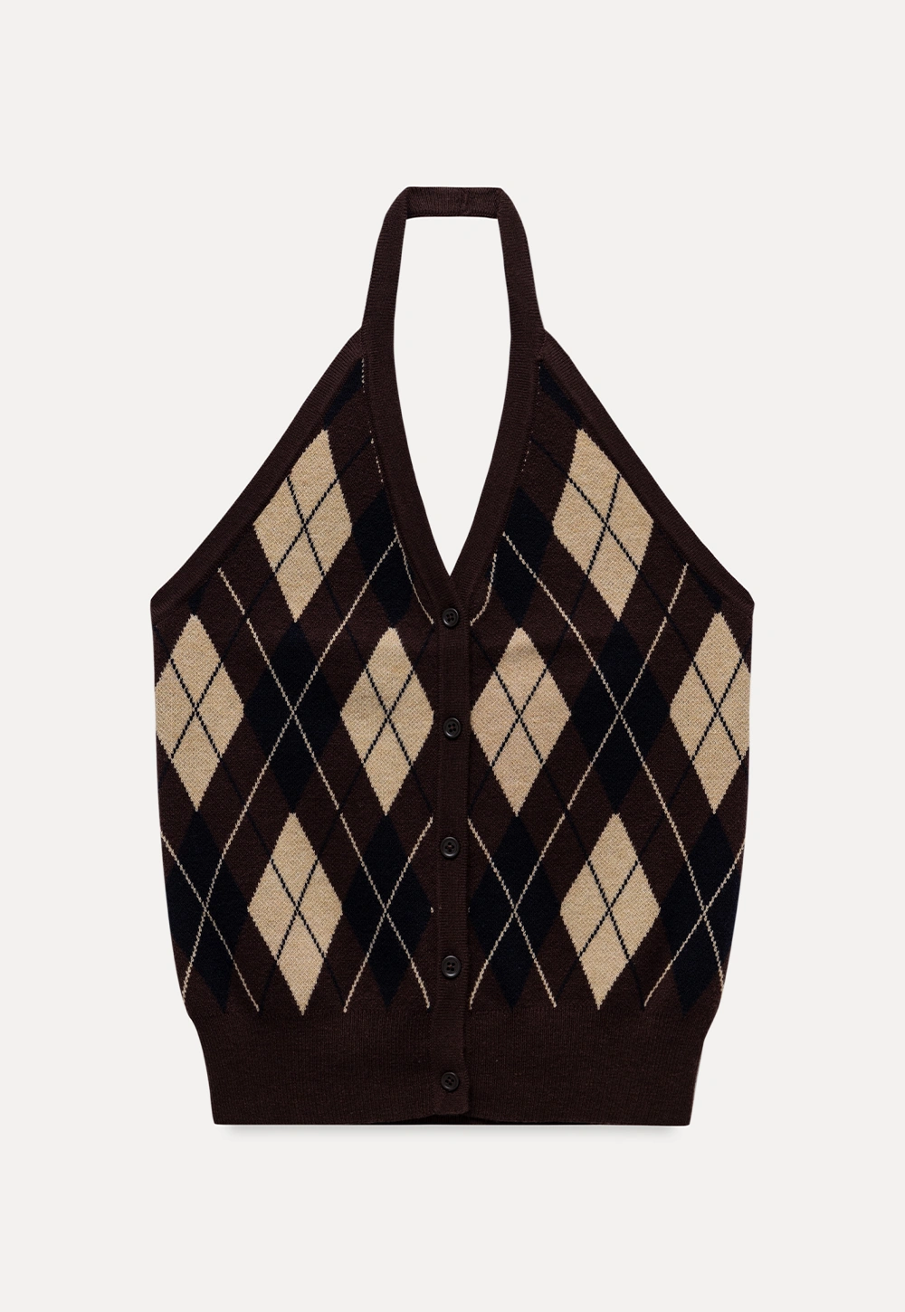 Womens Argyle Knit Button Down Cardigan Sweater